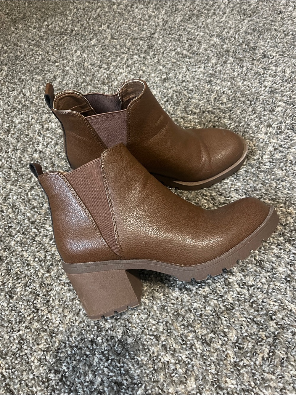 Xappeal Brown Chelsea Block Heel Ankle Booties